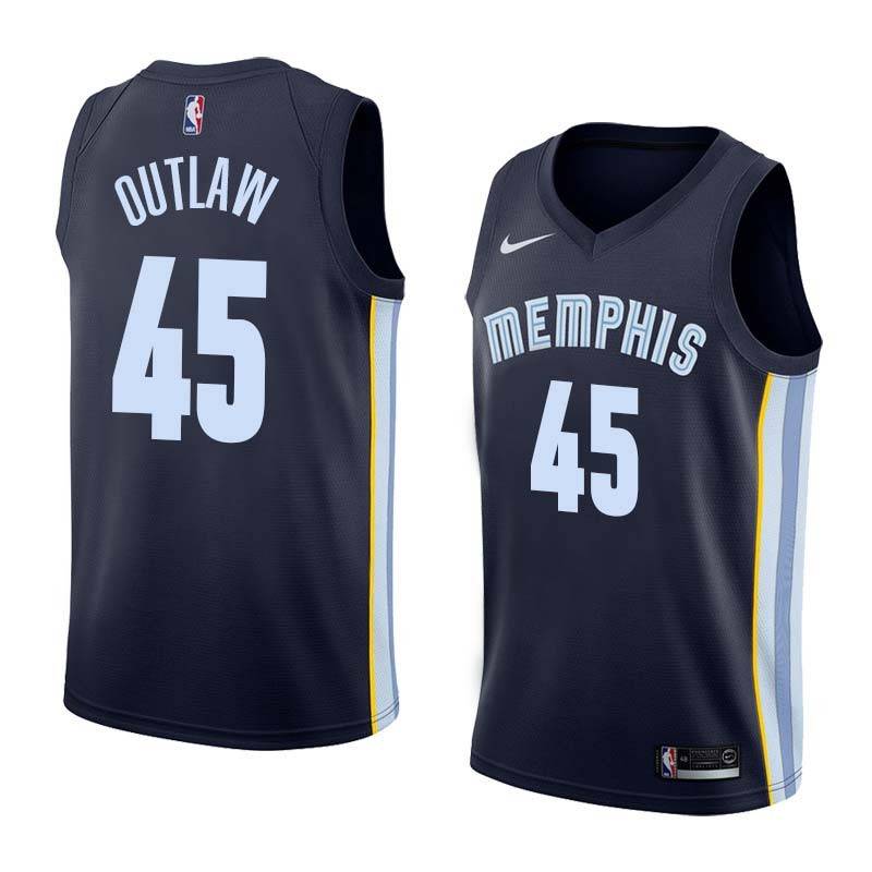 Navy Bo Outlaw Grizzlies #45 Twill Basketball Jersey FREE SHIPPING