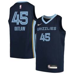 Navy2 Bo Outlaw Grizzlies #45 Twill Basketball Jersey FREE SHIPPING