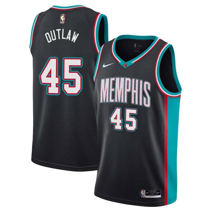 Black_Throwback Bo Outlaw Grizzlies #45 Twill Basketball Jersey FREE SHIPPING