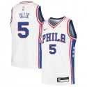 White Kevin Ollie Twill Basketball Jersey -76ers #5 Ollie Twill Jerseys, FREE SHIPPING