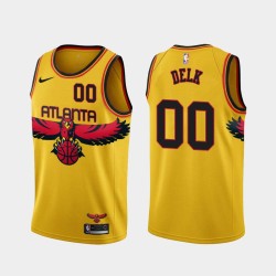 Yellow_City Tony Delk Hawks #00 Twill Basketball Jersey FREE SHIPPING