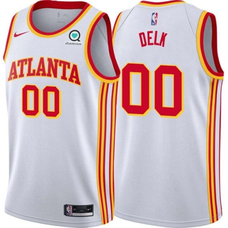 White Tony Delk Hawks #00 Twill Basketball Jersey FREE SHIPPING