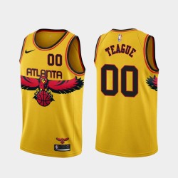 Yellow_City Jeff Teague Hawks #00 Twill Basketball Jersey FREE SHIPPING