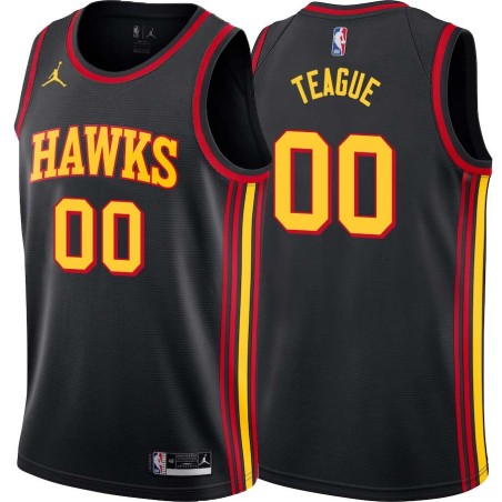 Black Jeff Teague Hawks #00 Twill Basketball Jersey FREE SHIPPING