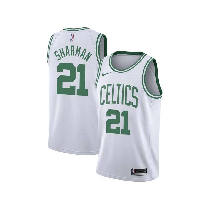 White Bill Sharman Twill Basketball Jersey -Celtics #21 Sharman Twill Jerseys, FREE SHIPPING