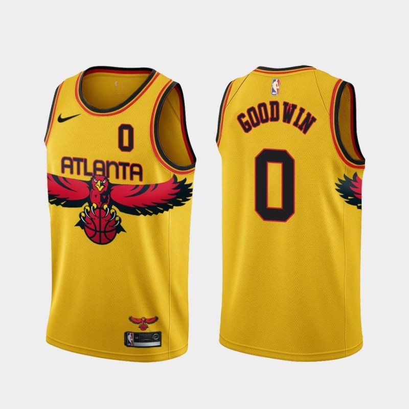 Yellow_City Brandon Goodwin Hawks #0 Twill Basketball Jersey FREE SHIPPING