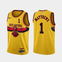 Yellow_City Wes Matthews Hawks #1 Twill Basketball Jersey FREE SHIPPING