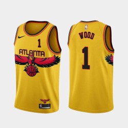 Yellow_City Leon Wood Hawks #1 Twill Basketball Jersey FREE SHIPPING