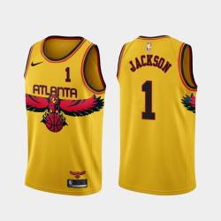 Yellow_City Stephen Jackson Hawks #1 Twill Basketball Jersey FREE SHIPPING