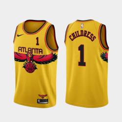 Yellow_City Josh Childress Hawks #1 Twill Basketball Jersey FREE SHIPPING