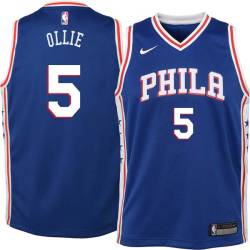 Blue Kevin Ollie Twill Basketball Jersey -76ers #5 Ollie Twill Jerseys, FREE SHIPPING