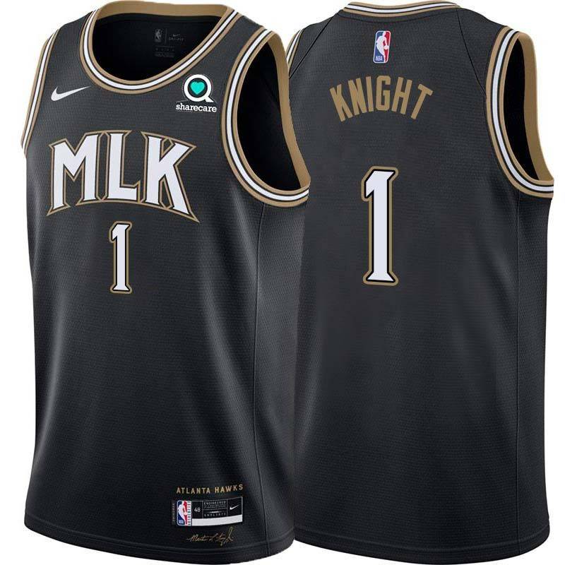 Black_City Nathan Knight Hawks #1 Twill Basketball Jersey FREE SHIPPING