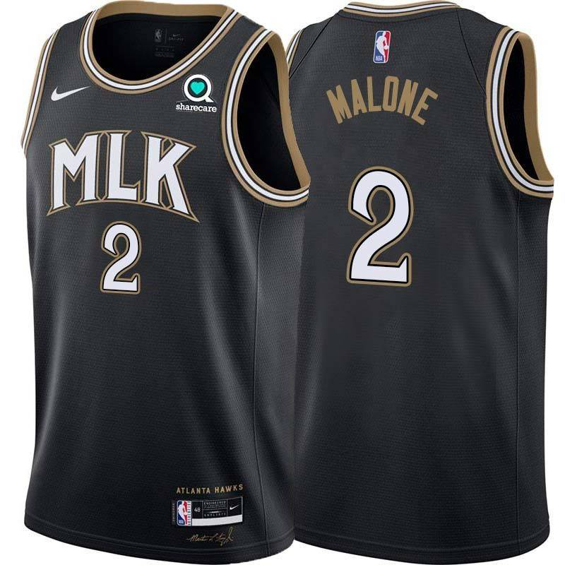 Black_City Moses Malone Hawks #2 Twill Basketball Jersey FREE SHIPPING