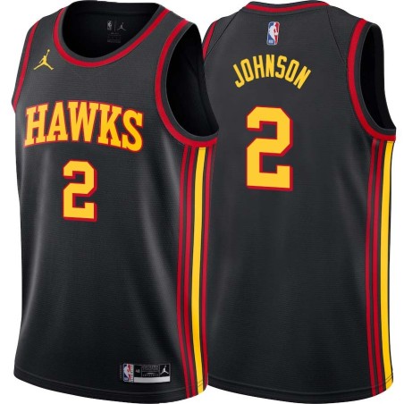 Black Joe Johnson Hawks #2 Twill Basketball Jersey FREE SHIPPING