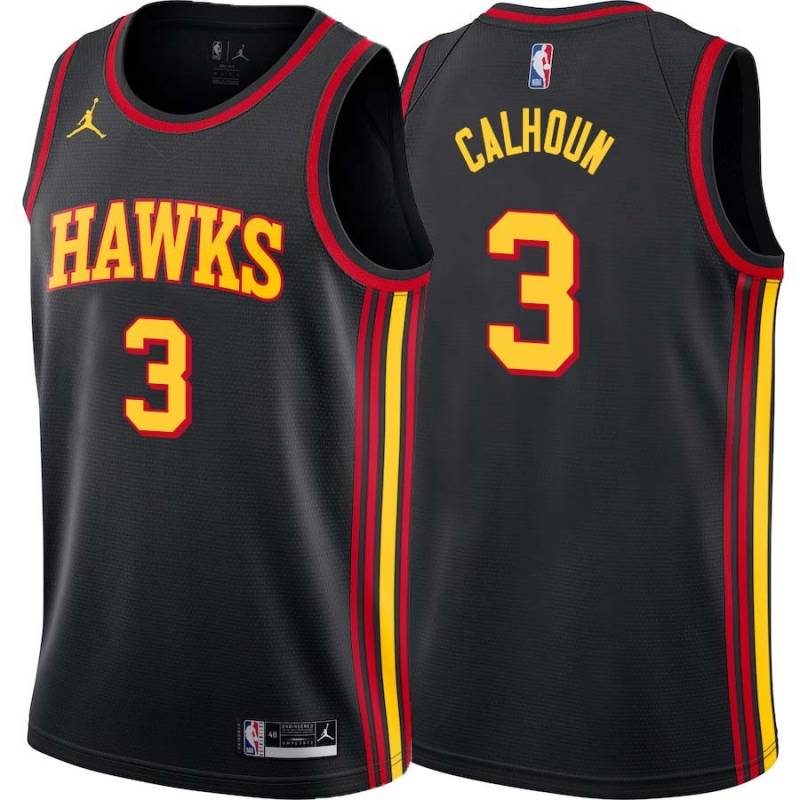 Black Bill Calhoun Hawks #3 Twill Basketball Jersey FREE SHIPPING