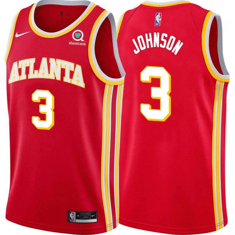 Torch_Red Eddie Johnson Hawks #3 Twill Basketball Jersey FREE SHIPPING