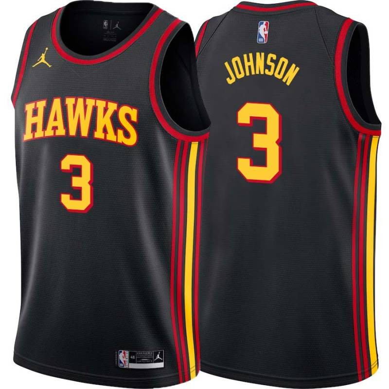 Black Eddie Johnson Hawks #3 Twill Basketball Jersey FREE SHIPPING