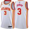 White Eddie Johnson Hawks #3 Twill Basketball Jersey FREE SHIPPING