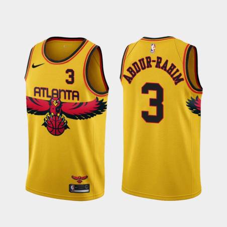 Yellow_City Shareef Abdur-Rahim Hawks #3 Twill Basketball Jersey FREE SHIPPING