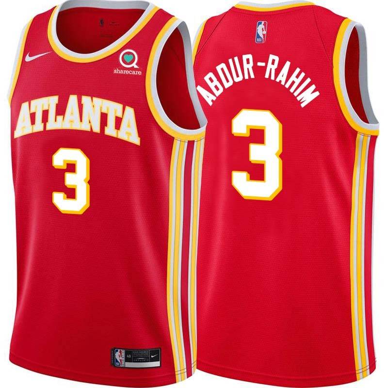 Torch_Red Shareef Abdur-Rahim Hawks #3 Twill Basketball Jersey FREE SHIPPING