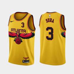 Yellow_City Bob Sura Hawks #3 Twill Basketball Jersey FREE SHIPPING