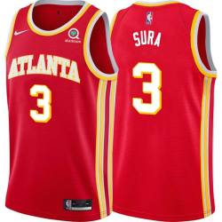 Torch_Red Bob Sura Hawks #3 Twill Basketball Jersey FREE SHIPPING