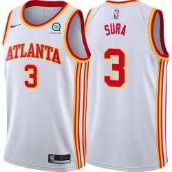 White Bob Sura Hawks #3 Twill Basketball Jersey FREE SHIPPING