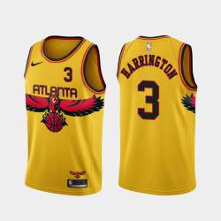 Yellow_City Al Harrington Hawks #3 Twill Basketball Jersey FREE SHIPPING