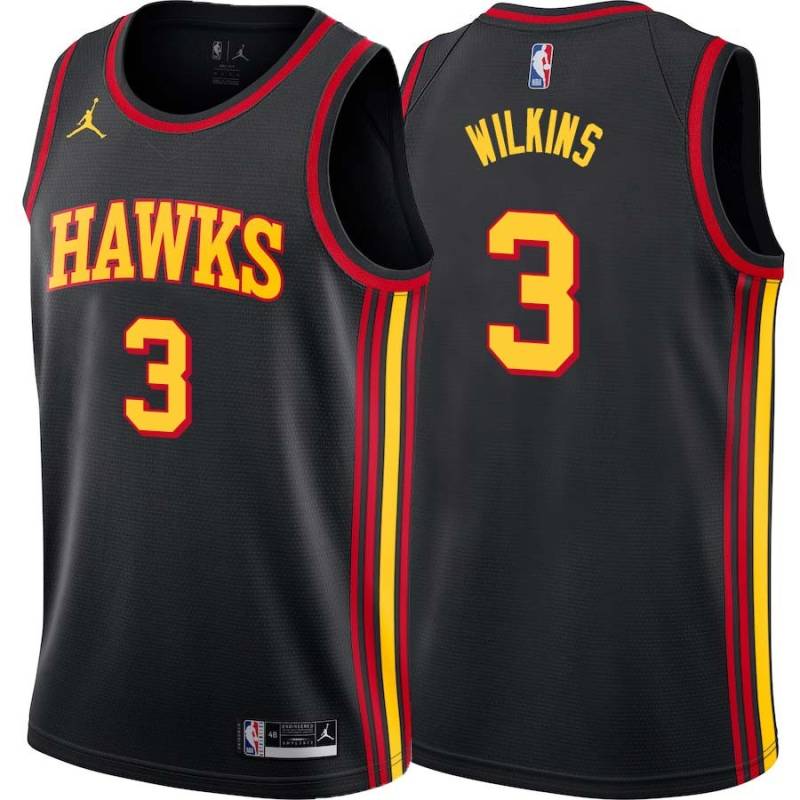 Black Damien Wilkins Hawks #3 Twill Basketball Jersey FREE SHIPPING