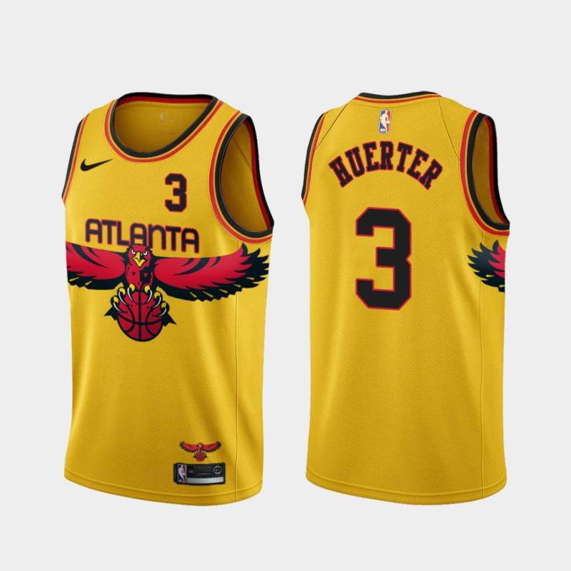 Yellow_City Kevin Huerter Hawks #3 Twill Basketball Jersey FREE SHIPPING