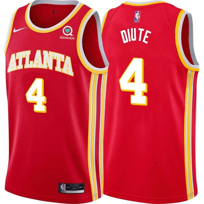 Torch_Red Fred Diute Hawks #4 Twill Basketball Jersey FREE SHIPPING