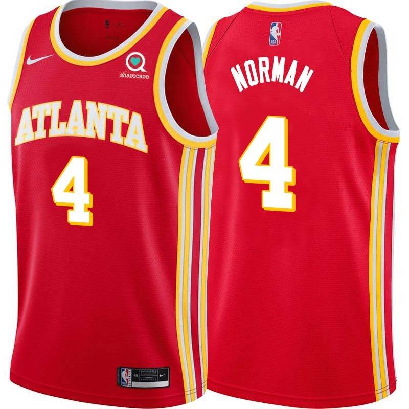 Torch_Red Ken Norman Hawks #4 Twill Basketball Jersey FREE SHIPPING