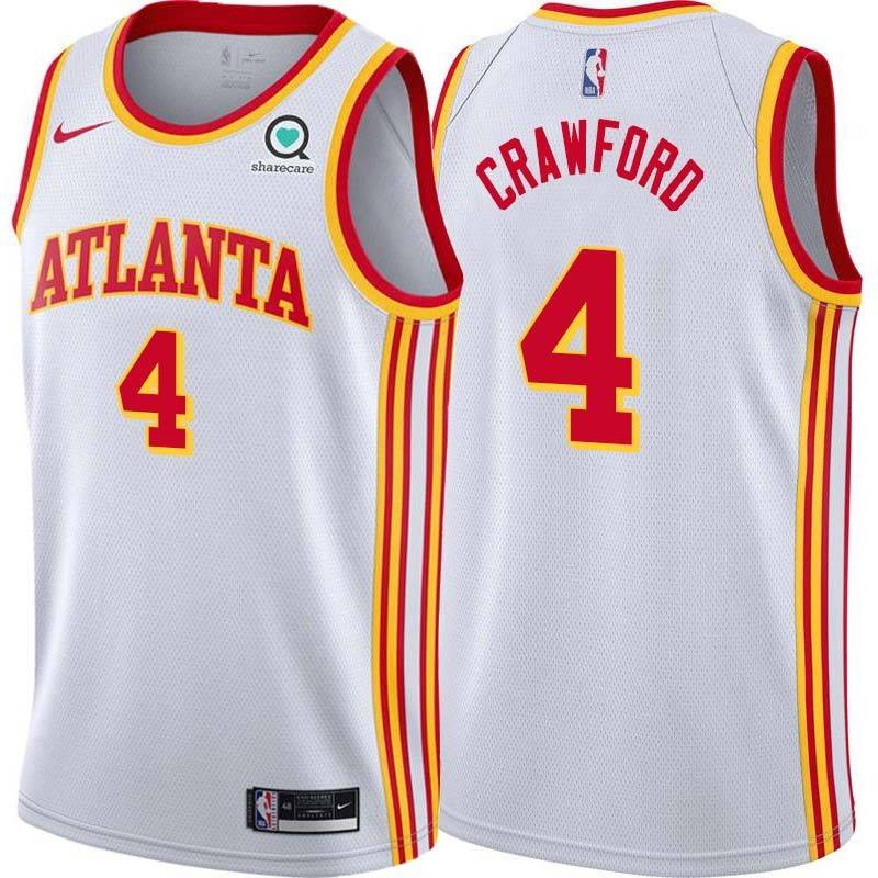 White Chris Crawford Hawks #4 Twill Basketball Jersey FREE SHIPPING