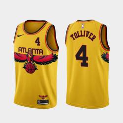 Yellow_City Anthony Tolliver Hawks #4 Twill Basketball Jersey FREE SHIPPING