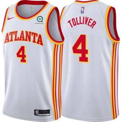 White Anthony Tolliver Hawks #4 Twill Basketball Jersey FREE SHIPPING