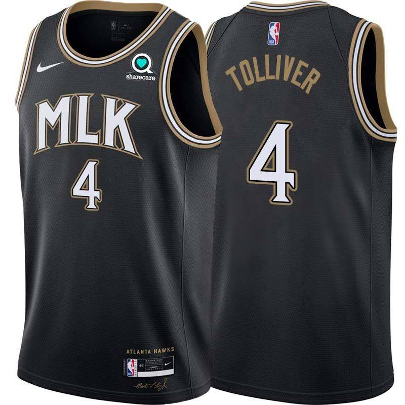 Black_City Anthony Tolliver Hawks #4 Twill Basketball Jersey FREE SHIPPING
