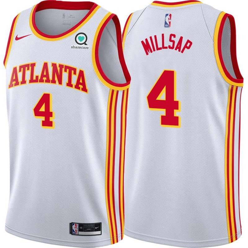 White Paul Millsap Hawks #4 Twill Basketball Jersey FREE SHIPPING