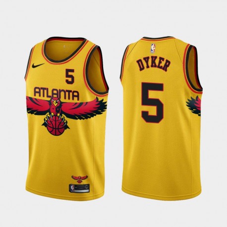 Yellow_City Gene Dyker Hawks #5 Twill Basketball Jersey FREE SHIPPING