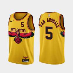 Yellow_City Tom Van Arsdale Hawks #5 Twill Basketball Jersey FREE SHIPPING