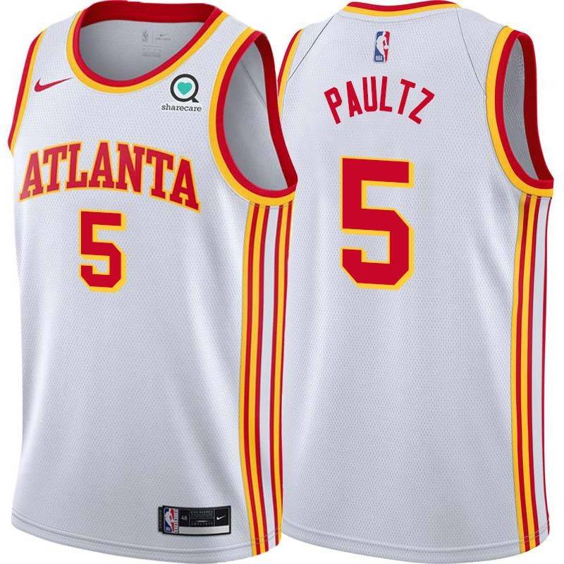 White Billy Paultz Hawks #5 Twill Basketball Jersey FREE SHIPPING