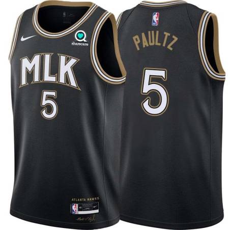 Black_City Billy Paultz Hawks #5 Twill Basketball Jersey FREE SHIPPING