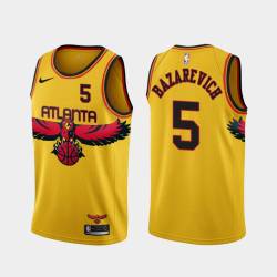Yellow_City Sergei Bazarevich Hawks #5 Twill Basketball Jersey FREE SHIPPING