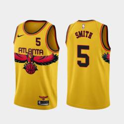 Yellow_City Josh Smith Hawks #5 Twill Basketball Jersey FREE SHIPPING