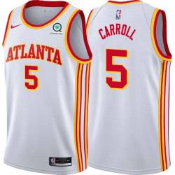 White DeMarre Carroll Hawks #5 Twill Basketball Jersey FREE SHIPPING