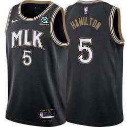 Black_City Daniel Hamilton Hawks #5 Twill Basketball Jersey FREE SHIPPING