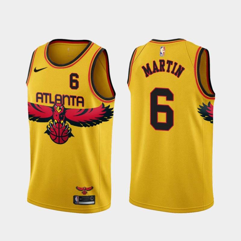 Yellow_City Phil Martin Hawks #6 Twill Basketball Jersey FREE SHIPPING