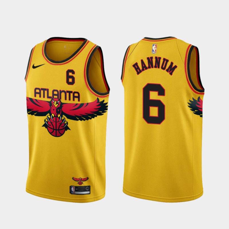 Yellow_City Alex Hannum Hawks #6 Twill Basketball Jersey FREE SHIPPING