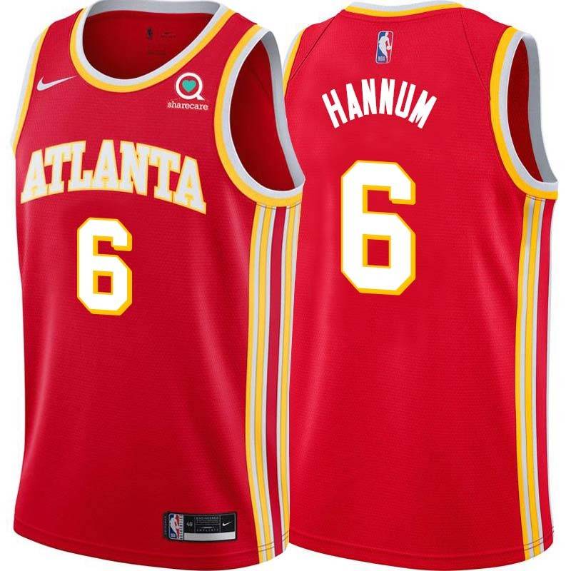 Torch_Red Alex Hannum Hawks #6 Twill Basketball Jersey FREE SHIPPING