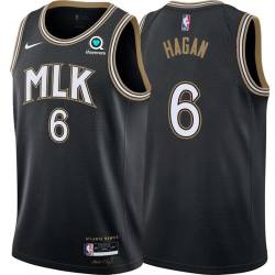 Black_City Cliff Hagan Hawks #6 Twill Basketball Jersey FREE SHIPPING