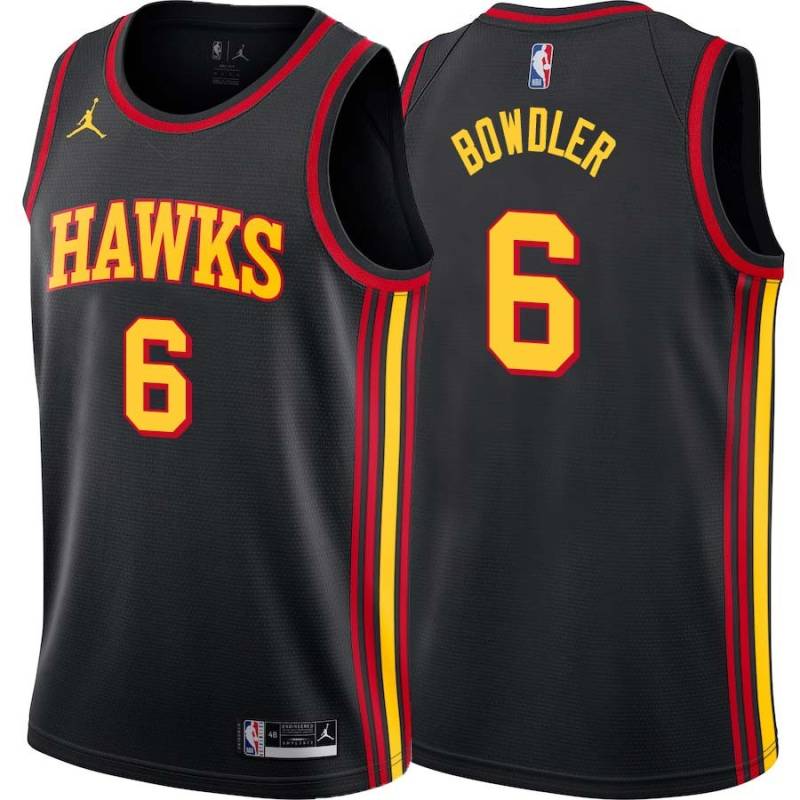 Black Cal Bowdler Hawks #6 Twill Basketball Jersey FREE SHIPPING